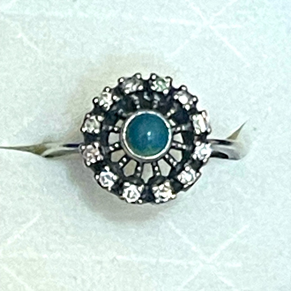 Vintage Russian Soviet Sterling Silver 925 Ring Turquoise , Women's Jewelry 9.5